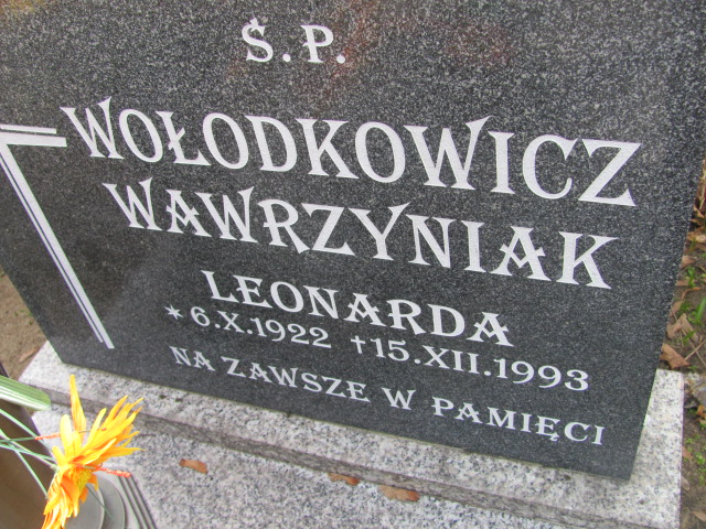 Leonarda Wołodkowicz Wawrzyni 1922 Nowa Sól - Grobonet - Wyszukiwarka osób pochowanych