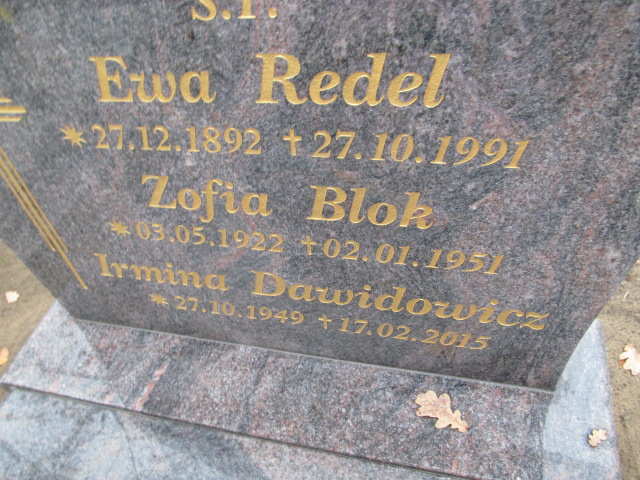 Ewa Redel 1892 Nowa Sól - Grobonet - Wyszukiwarka osób pochowanych