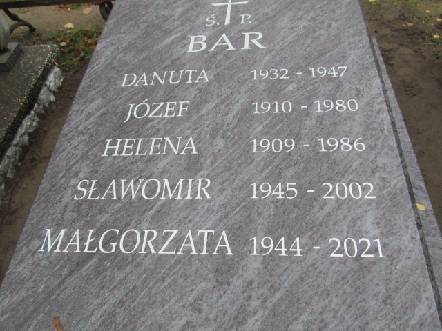 Józef Bar 1910 Nowa Sól - Grobonet - Wyszukiwarka osób pochowanych