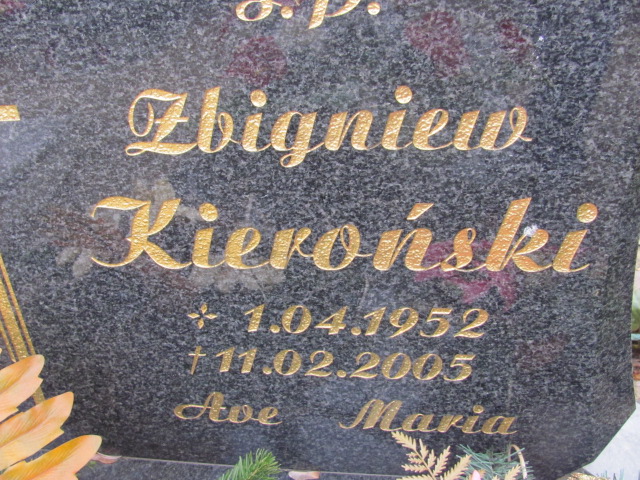 Zbigniew Kieroński 1952 Nowa Sól - Grobonet - Wyszukiwarka osób pochowanych