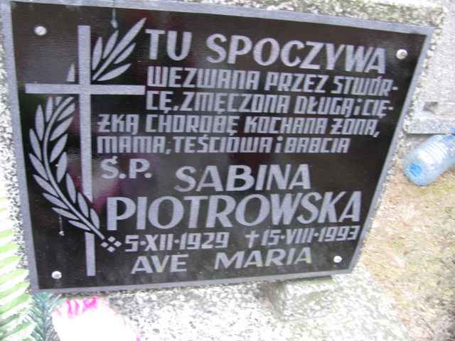 Sabina Piotrowska 1929 Nowa Sól - Grobonet - Wyszukiwarka osób pochowanych
