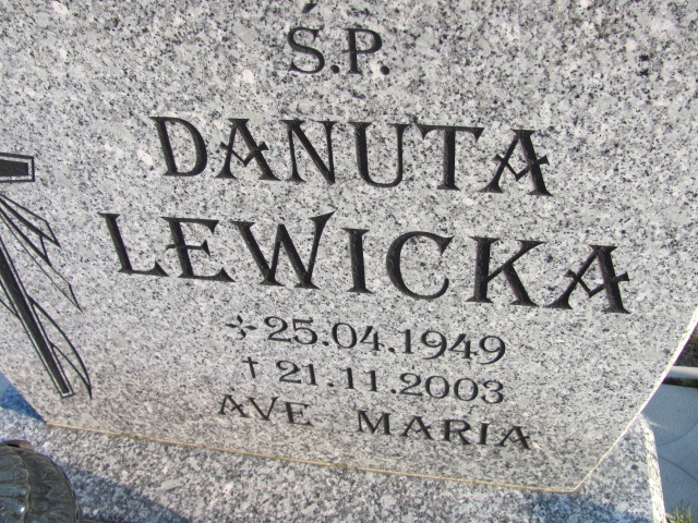 Danuta Lewicka 1949 Nowa Sól - Grobonet - Wyszukiwarka osób pochowanych